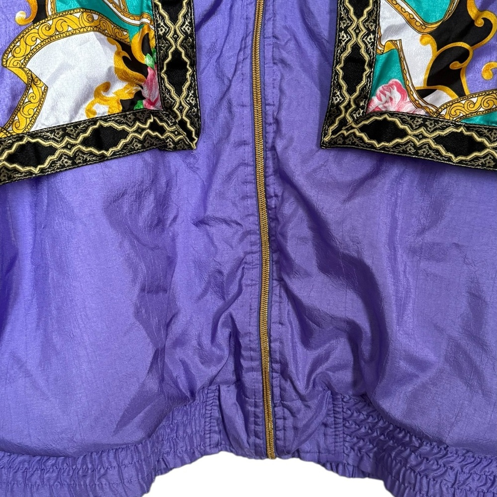 Vintage Indications Purple w Paisley Print Women's Windbreaker Jacket Sz XL Zip - Picture 4 of 8